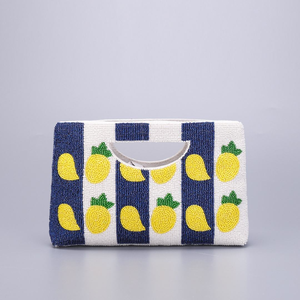 Pochette à monnaie perlée style bohème, brodée de perles citron, sac à perles de riz cousu à la machine, sacs perlés personnalisables en gros - Product Image 3
