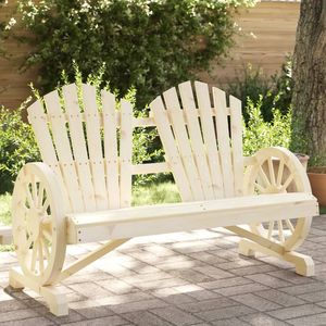 Silla Adirondack de Madera de Abeto Macizo para 2 Personas, Banco de Jardín Natural para Patio - Product Image 1