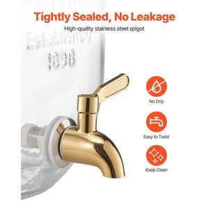 Lot de 2 distributeurs de boissons en acier inoxydable de 2 gallons avec support Spigo, distributeur de jus en verre pour les fêtes, ensembles de service de boissons - Product Image 3