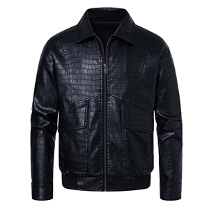 Veste en cuir pour homme 100% cuir de vache véritable, nouveau style élégant, effet peau de crocodile, style vintage, veste en toile pour l'automne - Product Image 1