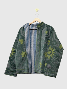 Veste en velours brodée bohème à manches longues, col mandarin, motif floral, grande taille, vêtements d'automne pour femmes - Product Image 5