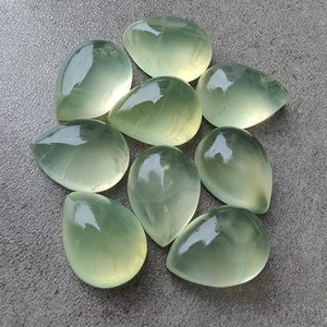 Cabujón de Prehnita Natural en Forma de Lágrima, Gema Calibrada en Forma de Pera con Reverso Plano, Disponible en Todos los Tamaños - Product Image 2