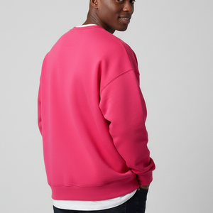 Sweat-shirts amples et surdimensionnés 100% coton rose, col rond, poignets côtelés, molleton épais, coupe décontractée, unisexe, brodés, hiver - Product Image 2