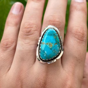 Handmade Sterling Silver Trillian <b>Turquoise</b> <b>Ring</b> Boho Statement Gemstone Jewelry for Women Gift - Product Image 6