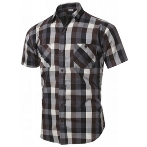 Chemise d'affaires décontractée pour hommes personnalisée de haute qualité à manches courtes OEM ODM étiquette de bande imprimée à rayures unies avec votre propre logo inclus - Product Image 6