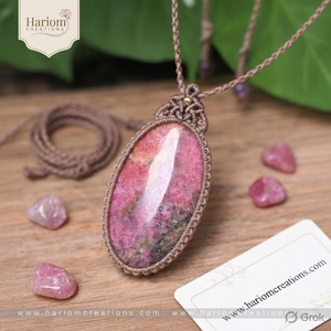 Collier pendentif en macramé fait main avec perles, style bohème naturel, tendance bouddhiste, chaîne en bambou réglable, bijoux de guérison - Product Image 4