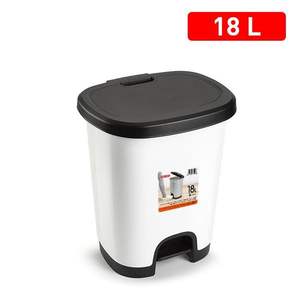 CUBO PEDAL 18L, Cubo de Basura Blanco con Tapa Negra, Diseño Abatible, Práctico Contenedor de Residuos - Product Image 3