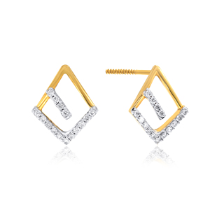 Pendientes de Diamantes Dulces y Encantadores, Minimalistas, de Oro Amarillo, Corte Brillante Redondo - Product Image 2