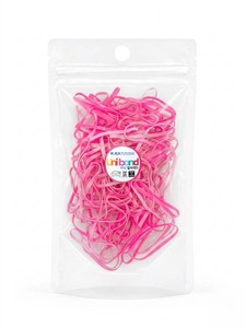Bandas Elásticas Redondas para el Cabello Uniband de TPU, Color Rosa, Alta Calidad, Ecológicas, Unisex, Hechas en Corea, Uso Diario, Informales, Empaquetadas en Bolsa OPP - Product Image 1
