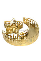 Ensemble de plateaux et assiettes florales en fer poli doré de luxe, personnalisables, style arabe Ramadan, pour service de dattes, hôtels, mariages et fêtes, vente en gros, économique