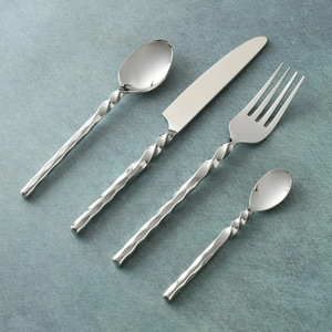 Ensemble de couverts en acier inoxydable, couverts forgés à la main, ensemble de couverts modernes à manche torsadé, ustensiles de table pour les fêtes - Product Image 4