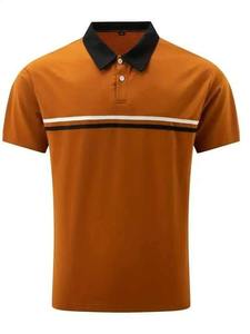 Polo Informal Ligero y Cómodo para Hombre, con Estampado de Rayas y Color Sólido, Transpirable, de Poliéster y Algodón, Tejido, Talla Grande - Product Image 2