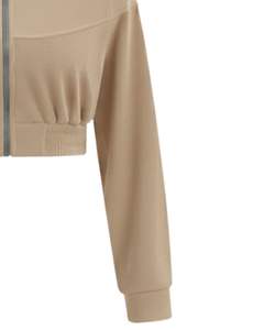 Chaqueta de Forro Polar Corta Beige Personalizada para Mujer, Sudadera Deportiva Informal con Cierre, Manga Larga, Ligera, Logotipo Personalizado, Proveedor OEM - Product Image 6