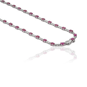 Good Quality Latest Hot Sale 14K Real White Gold <b>Ruby</b> & Diamond Box Lock Sleek Tennis <b>Necklace</b> Anniversary Gift Fine Jewelry - Product Image 6