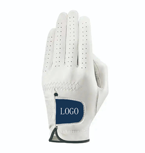 Guante de Golf Vantrex Industries para Mano Izquierda, Cuero Cabretta, Antideslizante, Cierre de Tirón, Unisex, Deportes al Aire Libre, Blanco con Parche con Logotipo - Product Image 1
