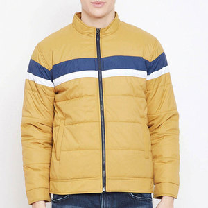 Blouson matelassé coupe-vent pour homme, color block, décontracté, hiver, fermeture éclair, col montant, coupe droite, rembourrage polyester - Product Image 1