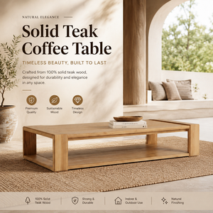 Table basse en teck sur mesure, profil bas, à deux niveaux, en bois massif, pour projets de mobilier contractuel, vente en gros au Moyen-Orient - Product Image 6