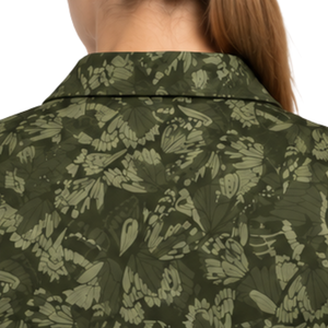 Olive Green <b>Women</b> Short Sleeve Printed Golf <b>Polo</b> Shirt Floral Pattern Performance Sports <b>Top</b> Custom Wholesale Breathable Golf - Product Image 6