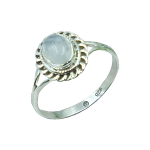 Bague en argent sterling 925 avec pierre de lune blanche naturelle, faite à la main, vintage, ovale, cabochon, pour femme, bijou minimaliste, cadeau - Product Image 2