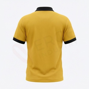 <b>Men's</b> Mustard <b>Yellow</b> Short Sleeve Polo <b>Shirt</b> With Black Collar And Cuffs Casual Knitted Solid Design Regular Fit - Product Image 2
