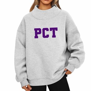 Phi / Chi / Theta <b>Mock</b> <b>Neck</b> Sweatshirt PCT <b>Mock</b> <b>Neck</b> Chenille Embroidery Greek Letters Oversized Cotton Fleece Crew <b>Neck</b> Casual - Product Image 1