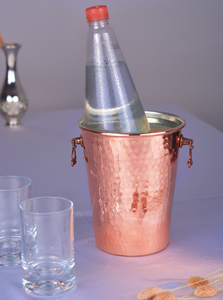 Seau à glace en acier inoxydable avec poignée, double paroi en cuivre pour bar, refroidisseur de boissons et de vin, support de bouteille en cuivre - Product Image 3