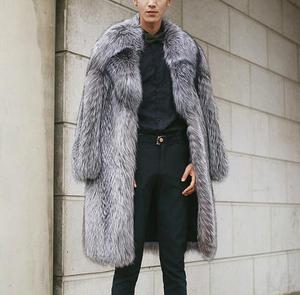 <b>Mens</b> Winter Fashion Artificial fox Fur Coat Thick Fluffy Fur Warm <b>Long</b> Outwear Overcoat for <b>Men</b> - Product Image 3