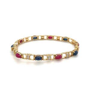 14K Gold Geometric Chain <b>Bracelet</b> with Diamond Channel Setting Women's Vintage Party Wear IGI Certified - Product Image 3