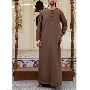 Élégant Nouveau Mode à Manches Longues Panneau Conception Hommes Jubba Simple Plain Jubbah Hommes Islamique Thobes Prier Robe Confortable - Product Image 3