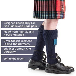 Nouvelles chaussettes de kilt style Piper lavables en machine, les meilleures chaussettes de kilt écossais, chaussettes longues en mélange de laine, ajustement confortable, qualité supérieure - Product Image 3