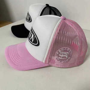 Casquette de camionneur Sparagon Studios Fashion, toile blanche et rose, 6 panneaux, réglable, unisexe, décontractée, hiver, 100% coton - Product Image 1
