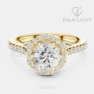 Bague de fiançailles en or blanc 14 carats avec halo de diamants de laboratoire de 1,147 carats, coupe ronde, bague de mariée, certifiée IGI, bijoux fins, idéale pour offrir - Product Image 5