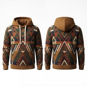 Sweat-shirt à capuche tricoté personnalisé brodé pour homme, en molleton épais, coupe oversize à épaules tombantes, uni, vente en gros - Product Image 5