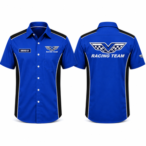 Camisa de Equipo de Carreras Personalizada, Uniforme de Mecánico, Ropa de Trabajo con Botones, Camisa de Manga Corta para Eventos de Carreras - Product Image 3