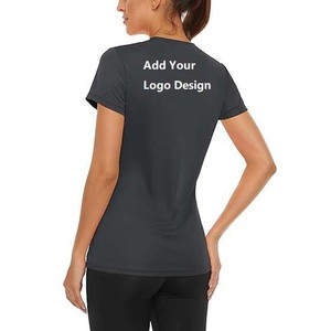 Camiseta de Manga Corta para Mujer, Color Gris Oscuro, Cuello Redondo, con Estampado de Logotipo Colorido, Tejido Jersey de Secado Rápido, Corte Casual, para Primavera/Verano - Product Image 6