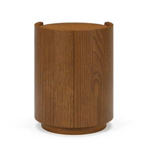 Solid Teak Wood Round Nightstand with Drawer Bedside Table Cylinder Modern Side Table with Brass Handle Bedroom Furniture - Product Image 4