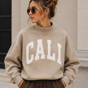 Buffalo Factory Custom <b>Mock</b> <b>Neck</b> Crew <b>Neck</b> Sweatshirt Women Men Ladies Unisex Greek Apparel University College Chenille Letter A - Product Image 2