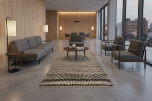 Tapis de couloir classique en jute noir et blanc à carreaux, rectangulaire, tressé à la main, à poils plats, pour couloir, avec envers en jute moyen - Product Image 3
