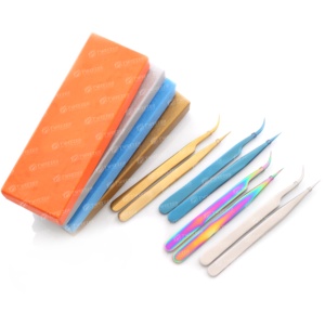 Pinzas de Extensión de Pestañas de Punta Fina Antiestáticas de Precisión, Duraderas y de Alta Calidad, en Caja de 2 Piezas, Venta al Por Mayor, Acero Inoxidable - Product Image 4