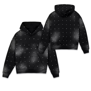 Sweat à capuche en coton de luxe avec strass, style streetwear, marque privée, fabricant OEM, logo personnalisé, vente en gros, usine - Product Image 3