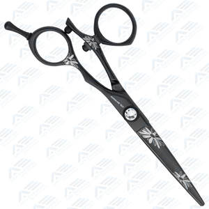 Profesional negro flor giratoria 5,5 peluquero tijeras de corte de pelo Premium tijeras de peluquería barberos Apto empresas - Product Image 5