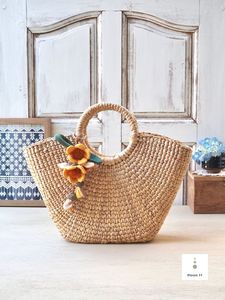 Sac en jacinthe d'eau écologique du Vietnam, design géométrique chic, sac à main en paille - Product Image 6