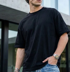 T-shirt Homme Oversize en Coton Épais à Épaules Tombantes, Style Streetwear, Logo Personnalisé, Coupe Ample, Manches Courtes - Product Image 2