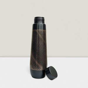 950ML 99.94% Pure <b>Copper</b> Water <b>Bottle</b> with Black Matte Wave Finish Premium Ayurvedic Wellness Drinkware Reusable Hydration - Product Image 2