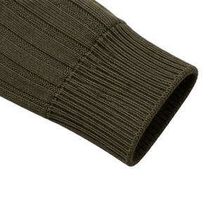 Pull polo en tricot côtelé vert olive à manches longues, col boutonné, décontracté, doux, chaud, hiver, homme, logo personnalisé, mode haut de gamme - Product Image 6