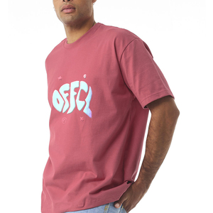 Camiseta de algodón oversize azul claro para hombre, manga corta, cuello redondo, estilo casual, con estampado de letras en la espalda, estilo urbano. - Product Image 4