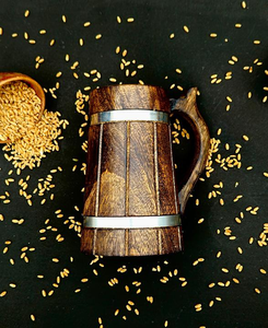 <b>Handmade</b> Modern Solid Wood Tankard Beer <b>Mug</b> with Viking Design Microwave Safe Tabletop Living Room Indoor Home Decor - Product Image 1