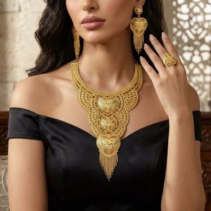 Wholesale Brass Fashion Jewelry 14K18K24K Micron Gold Plated Dubai Style Heavy Bridal <b>Long</b> <b>Necklaces</b> Set Traditional Jewelry Set - Product Image 2
