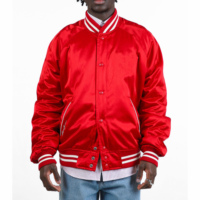 Veste universitaire en satin avec broderie universitaire, vente en gros, personnalisable, pour hommes, style baseball, vintage, satinée, pour le basketball