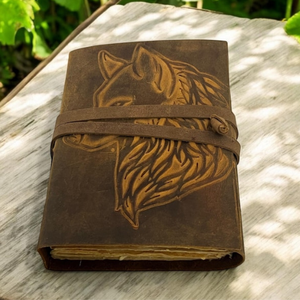 Grimoire artisanal en cuir véritable gaufré renard, 400 pages, avec papier à bords festonnés vintage, pour la Fête des Mères et Pâques - Product Image 3